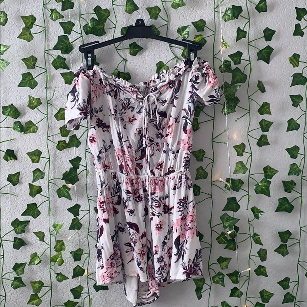 Floral, off-the-shoulder romper